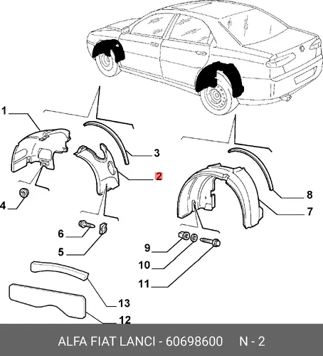 Подкрылок ALFA ROMEO 60698600
