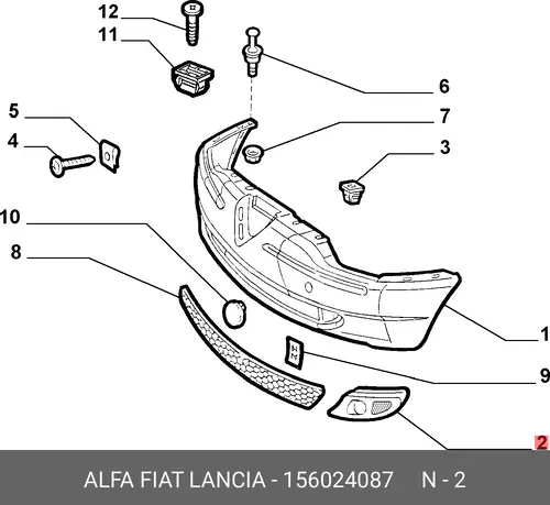 Решетка бампера ALFA ROMEO 156024087