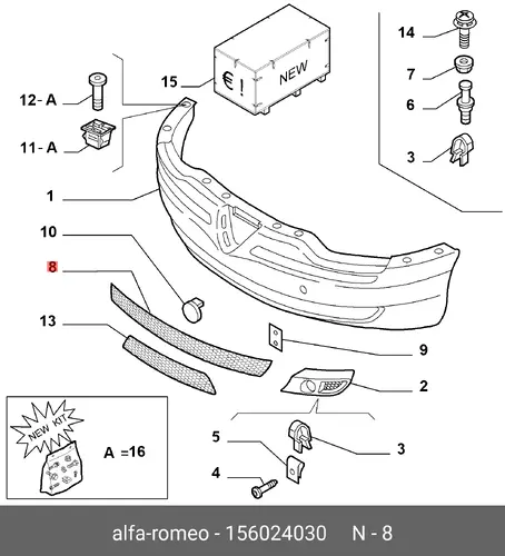 Решетка бампера ALFA ROMEO 156024030