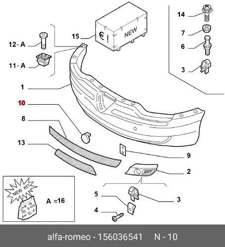 Бампер передний 156036541 ALFA ROMEO