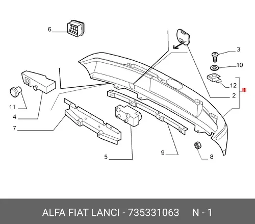 735331063 Задний бампер FIAT