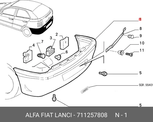 Бампер задний 711257808 FIAT