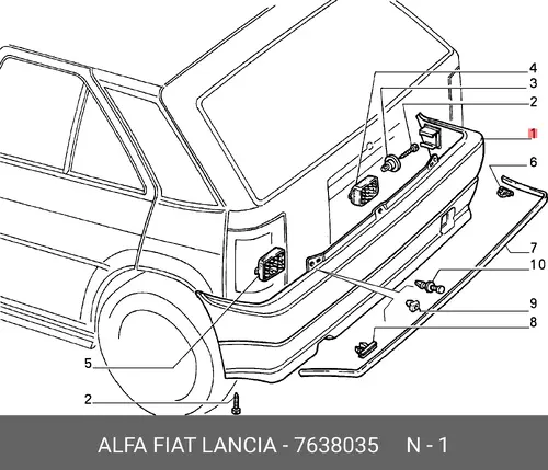 Бампер задний 7638035 FIAT