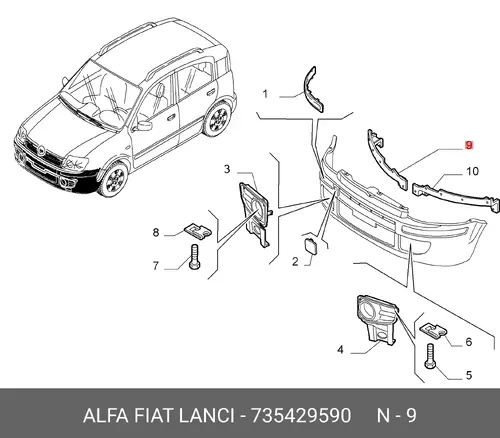 Кронштейн бампера правый 735429590 FIAT