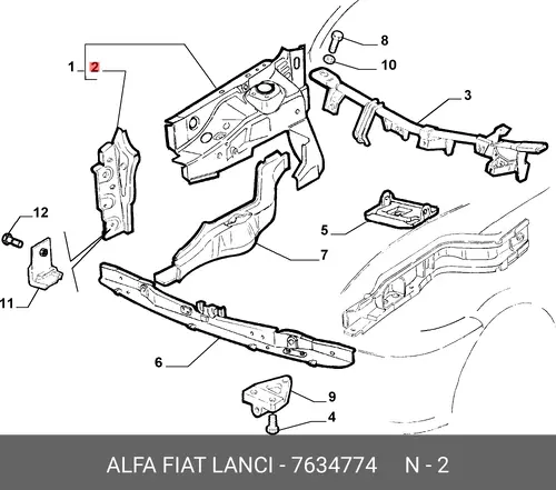 Кронштейн бампера левый 7634774 FIAT