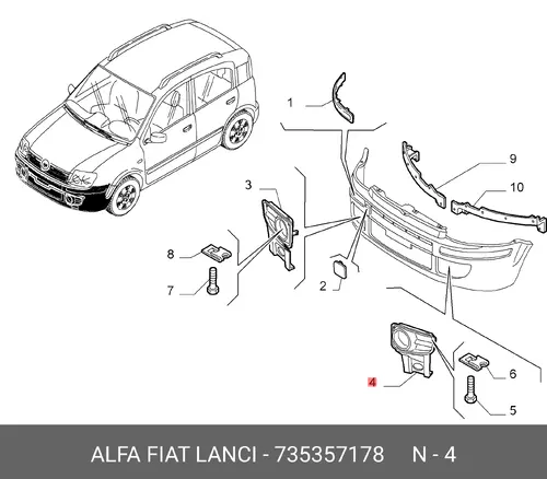 Решетка бампера FIAT 735357178
