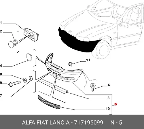 Бампер передний 717195099 FIAT