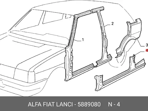 Порог правый 5889080 FIAT