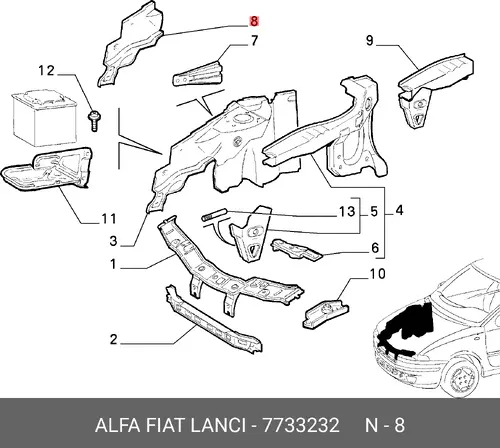 Петля капота правый 7733232 FIAT