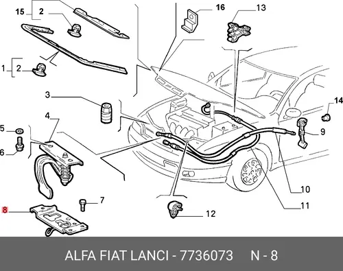  ЗАМОК КАПОТА 7736073 FIAT