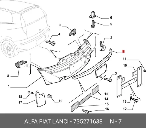 Молдинг бампера 735271638 FIAT