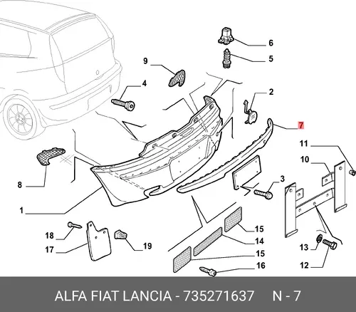 Молдинг бампера 735271637 FIAT