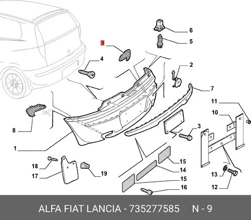 Решетка бампера FIAT 735277585