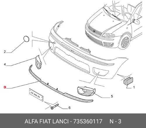 Молдинг бампера 735360117 FIAT