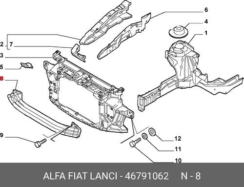 Усилитель бампера FIAT 46791062