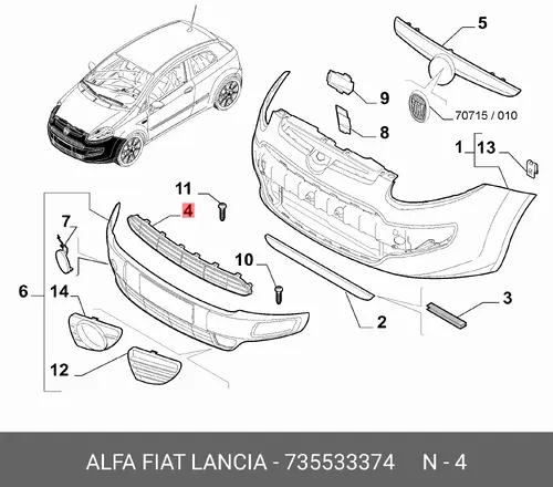 Решетка бампера FIAT 735533374
