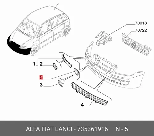 Решетка бампера FIAT 735361916