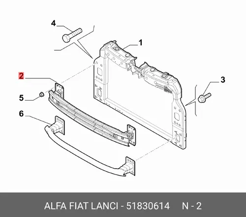 Усилитель бампера FIAT 51830614
