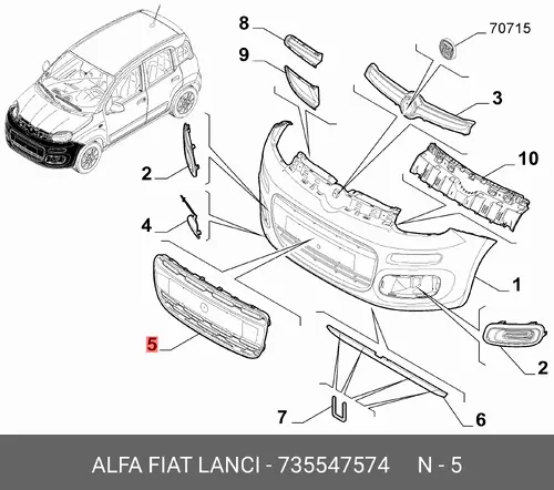 Решетка бампера FIAT 735547574