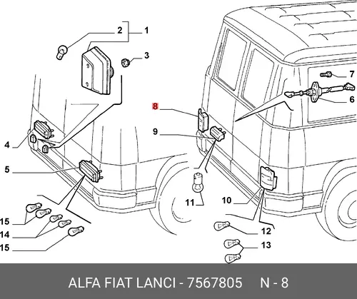 Фонарь задний FIAT 7567805
