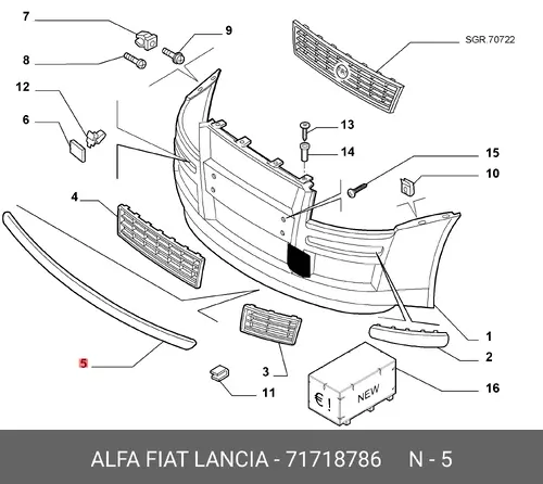 Спойлер бампера переднего 71718786 FIAT