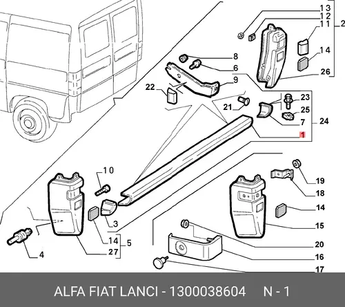 Бампер задний 1300038604 FIAT