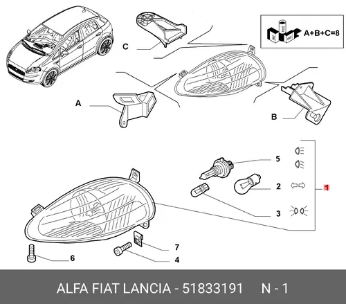 Фара FIAT 51833191