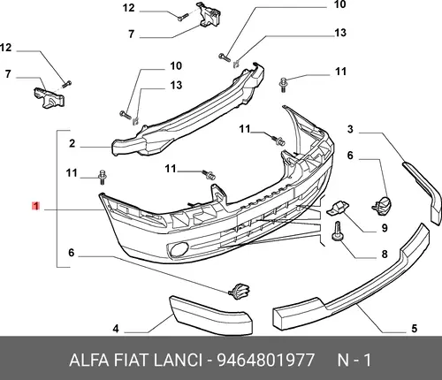 Бампер передний 9464801977 FIAT