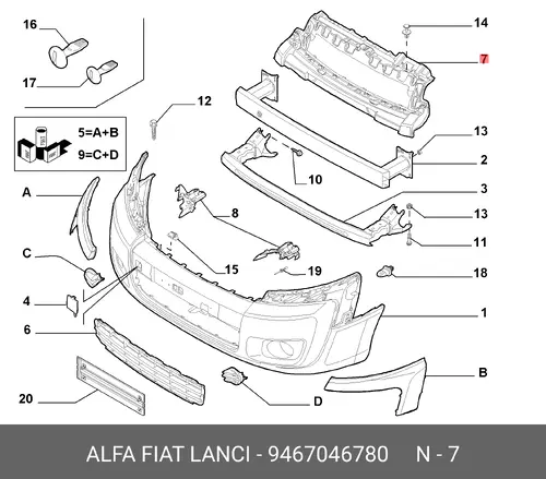 Усилитель бампера FIAT 9467046780