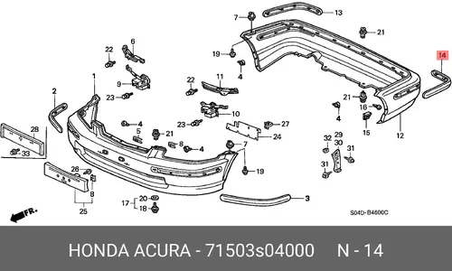 Молдинг бампера левый 71503S04000 HONDA