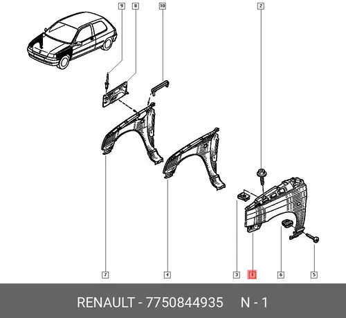Крыло RENAULT 7750844935