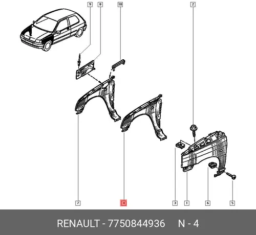 Крыло RENAULT 7750844936