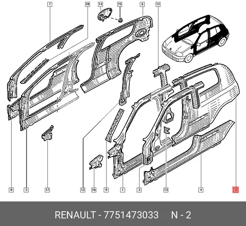 Крыло RENAULT 7751473033