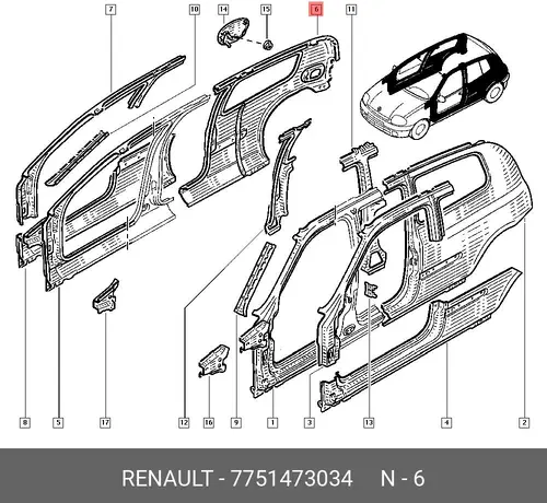 Крыло RENAULT 7751473034