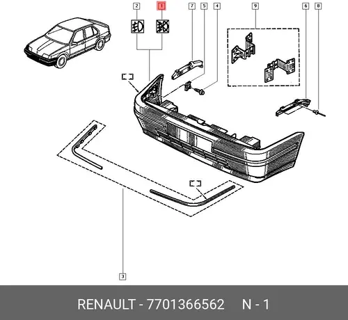 Бампер передний 7701366562 RENAULT