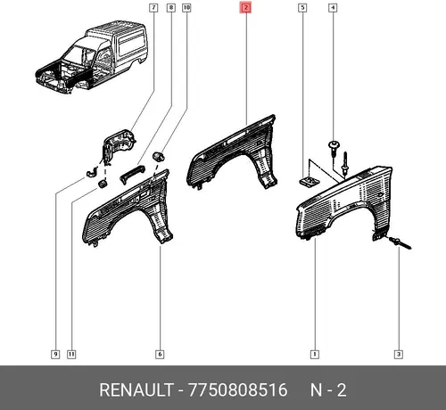 Крыло RENAULT 7750808516
