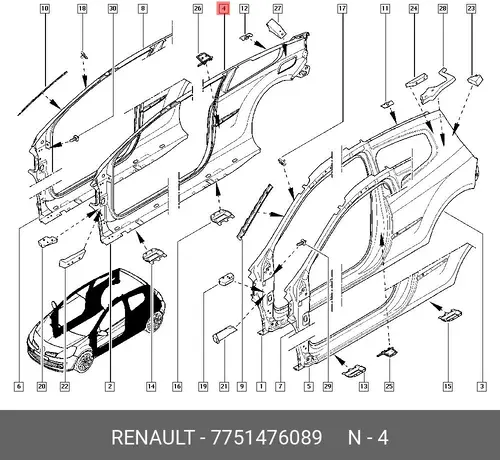 Крыло RENAULT 7751476089