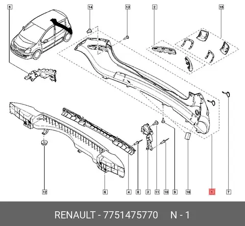 Бампер задний 7751475770 RENAULT