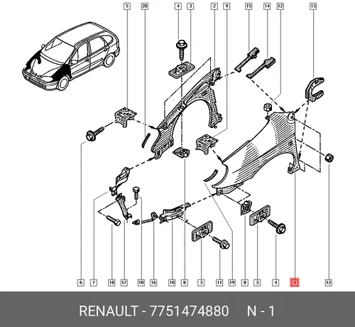 Крыло RENAULT 7751474880