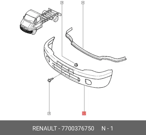 Бампер передний 7700376750 RENAULT