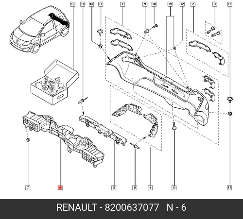 Усилитель бампера RENAULT 8200637077