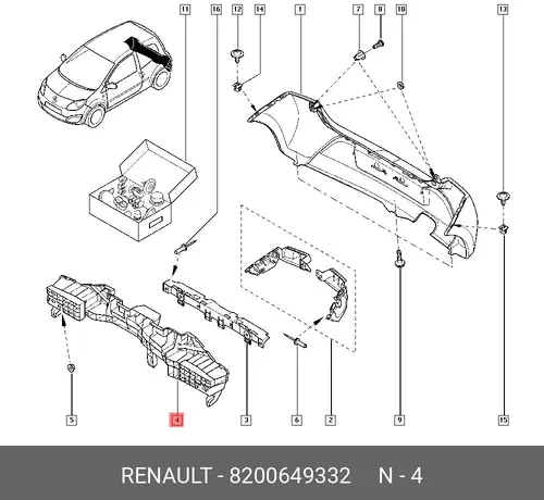 Усилитель бампера RENAULT 8200649332