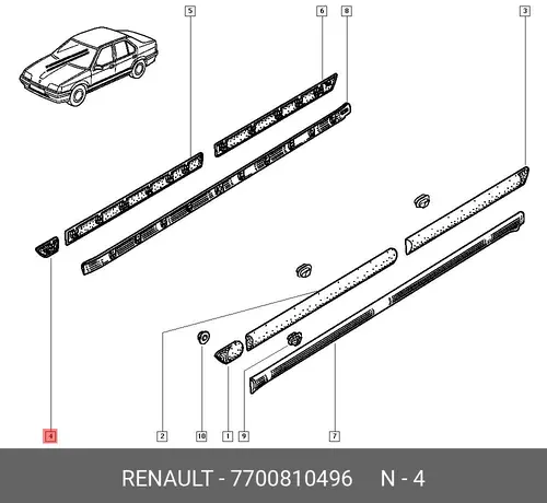 Молдинг крыла левый 7700810496 RENAULT