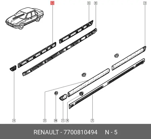  МОЛДИНГ ДВ ПЕР ПРАВ R19 7700810494 RENAULT