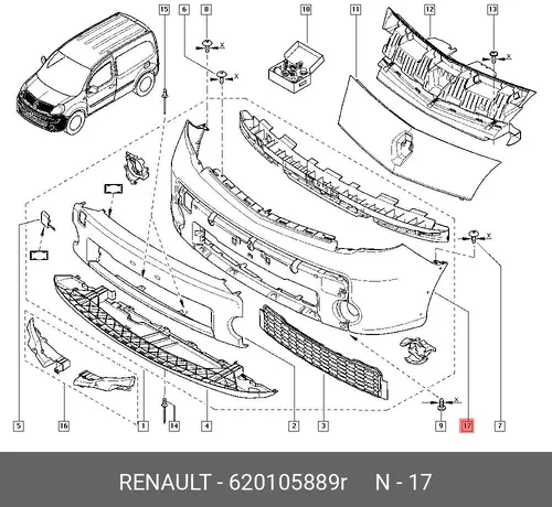 Бампер передний 620105889R RENAULT