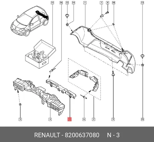 Усилитель бампера RENAULT 8200637080