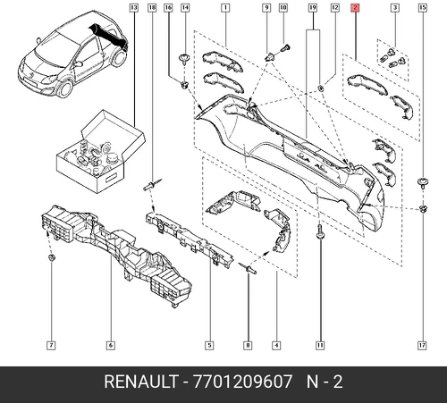 Молдинг бампера 7701209607 RENAULT