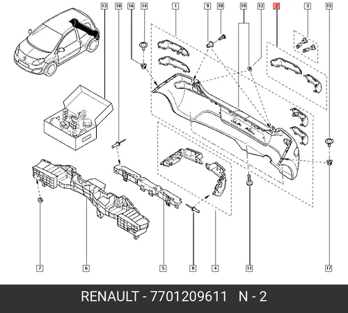 Молдинг бампера 7701209611 RENAULT