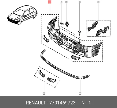 Бампер передний 7701469723 RENAULT