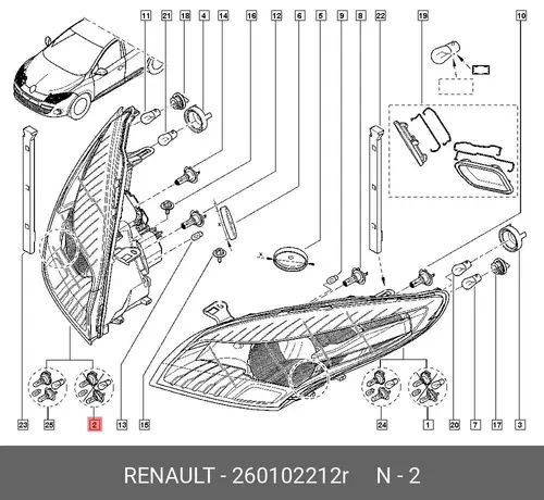 Фара RENAULT 260102212R